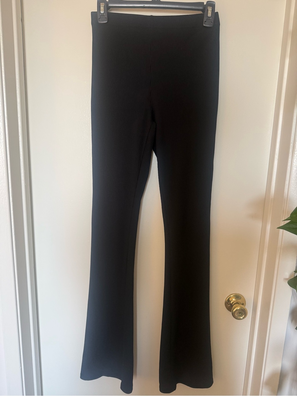 Topshop Black Ribbed Skinny Flare Pants Size US 6
